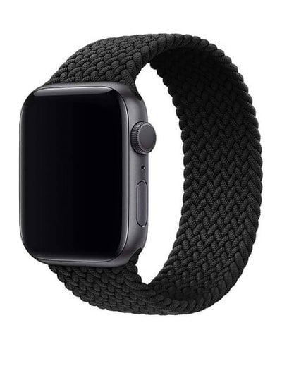 Braided Solo Loop Watch Band Compatible for Apple Watch Series 1/2/3/4/5/6/SE/7 with 44mm 42mm & 45mm For the New Watch 7 series. Elastic Nylon Straps (Obsidian Black