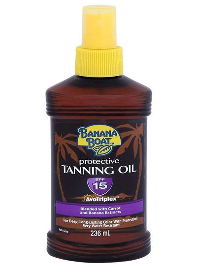 Protective Tanning Oil-SPF15-Carrot & Banana Extracts-Deep Long Lasting Color-Water Resistant-Leaves Skin Feeling Silky Soft-AvoTriplex Formula-Helps Prevent Sunburn-236ML