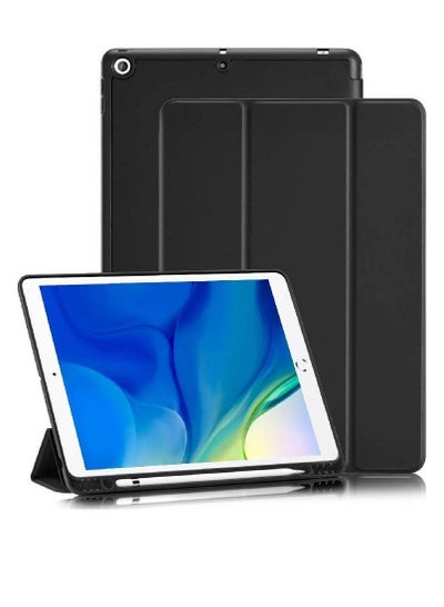 iPad 9th/8th/7th Generation case (2021/2020/2019) iPad 10.2-Inch Case with Pencil Holder [Sleep/Wake] Slim Soft TPU Back Smart Magnetic Stand Protective Cover Cases Black