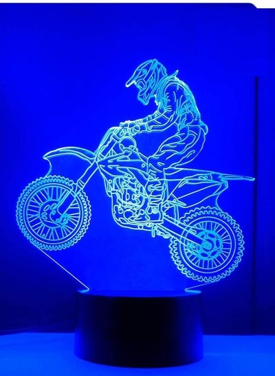 Motocross 3D Lamp Gifts for Boys Girls Room, Dirt Bike Decor Toys Night Light Bedside Gifts for Kids Baby, 16 Colors Changing Nightlight with Battery and Smart Control