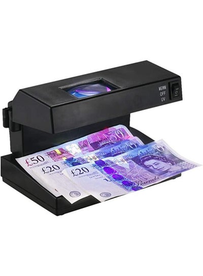 Portable Desktop Counterfeit Bill Detector Cash Currency Banknotes Notes Checker Machine Support Ultraviolet UV and Watermark Detection with Magnifier Forged Money Tester