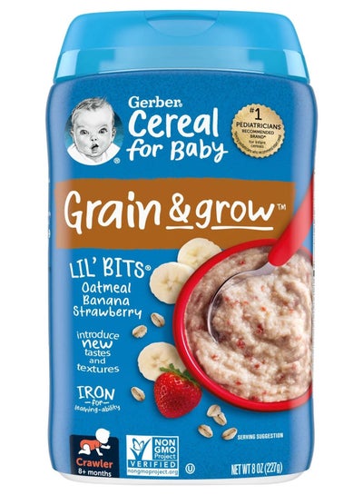 Gerber, Cereal for Baby, Grain & Grow, 8+ Months, Oatmeal Banana Strawberry, 8 oz (227 g)