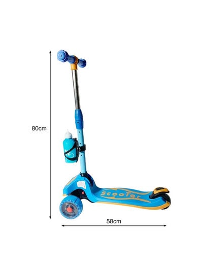 3 Wheel Scooter LED Flashing Wheels Height Adjustable Extra Wide Deck Kids Kick Scooter with Water Bottle Holder