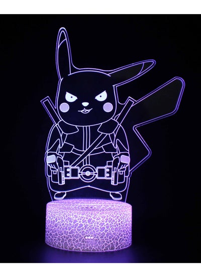 3D Illusion Go Pokemon Night Light 16 Color Change Decor Lamp Desk Table Night Light Lamp for Kids Children 16 Color Changing with Remote Pikachu
