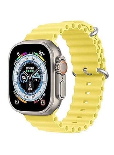 Replacement Silicone Hole Wavy Strap For Apple Watch Ultra / Watch Ultra 2 49mm Yellow