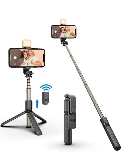 Selfie Stick with Tripod Stand Dimmable LED light Wireless Bluetooth Tripod Selfie Stick with Detachable Remote