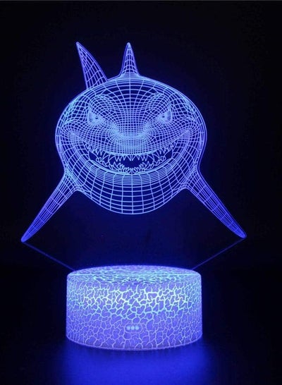 New 3D Night Light, Optical Illusion Night Light, 16 Colors Changing Night Light lamp with USB Decorative Remote Table Desk Be. (Color : Shark)