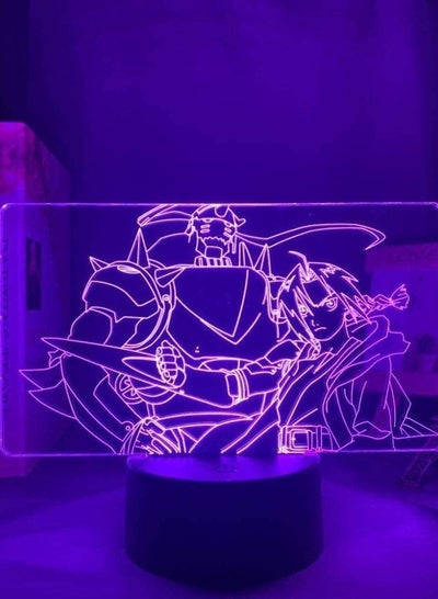 3D Night Light Anime Illusion LED Decor 3D Lamp Anime Fullmetal Alchemist Edward Elric Light For Kids Child Bedroom Decor Night Light Birthday Gift Manga Edward Lamp