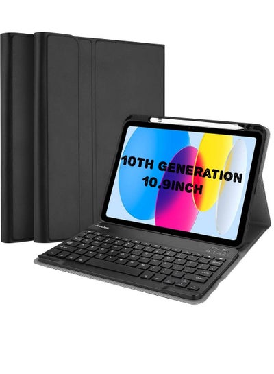 iPad Keyboard Case For iPad 10 Generation, Detachable Wireless Bluetooth Trackpad Keyboard, Smart Folio Cover With Pencil Holder, Fit For iPad 10th Generation 10.9inch - 2022