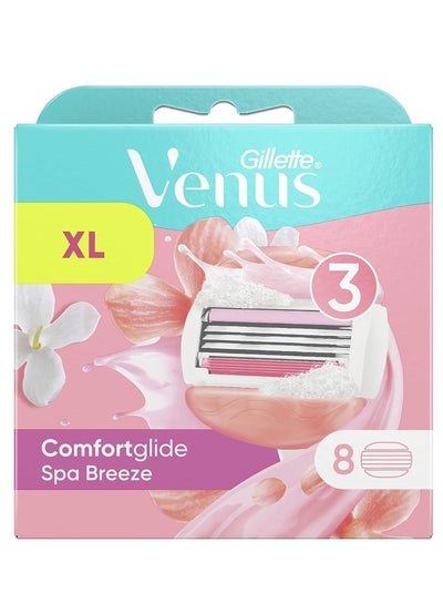 ComfortGlide Spa Breeze Razor Blades Women, Pack of 8 Razor Blade Refills, Lubrastrip with A Touch of Botanical Oils