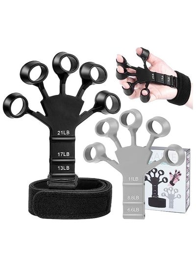 Hand Grip Strengthener Adjustable Finger Exerciser for Relieve Pain for Arthritis, Carpal Tunnel Finger Stretcher Grip Strength Trainer and Hand Therapy, Rock Climbing