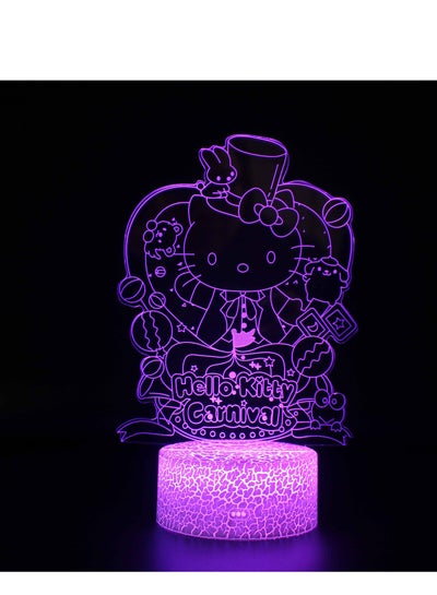 3D LED Night Light Table Desk Lamp 16 Color Optical Illusion Lights Hello Kitty 1