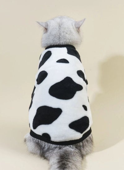Plush pet cow pattern sweatshirt