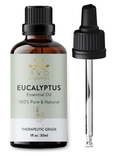 Avd Organics Eucalyptus Essential Oil 30ml Pure and Natural 100% Premium Therapeutic Grade Essential Oil for Bath Steam Hair 1 fl oz