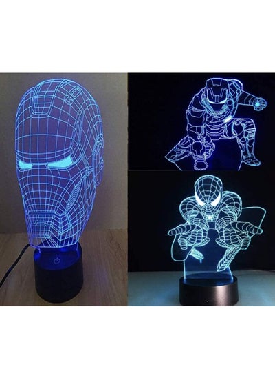 3 in 1 3D Touch Light Multicolour Spider Man Iron Man 3D Night Light Table Lamp