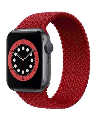 Braided Solo Loop Watch Band Compatible for Apple Watch Series 1/2/3/4/5/6/SE/7 with 44mm 42mm & 45mm For the New Watch 7 series. Elastic Nylon Straps (Crimson Red