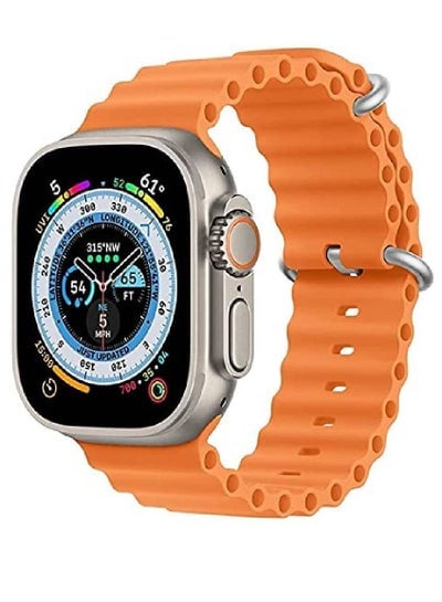 Replacement Silicone Hole Wavy Strap Compatible With Apple Watch Series 8 Ultra 49mm Orange