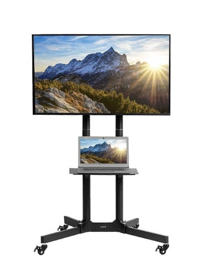 Black Rolling TV Cart for 32" to 65" LCD LED Plasma Flat Panel Screen | Mobile Stand with Wheels (STAND-TV03E)