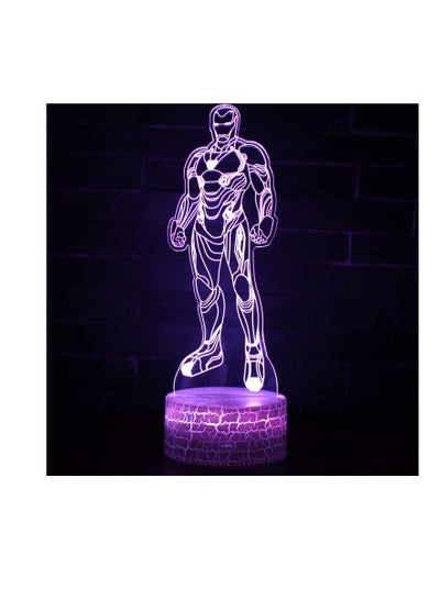 3D Visual Slide Transparent Acrylic Night Light LED Light 7 Color Change Touch Table Lamp Children Lava Lamp  Color : Ironman