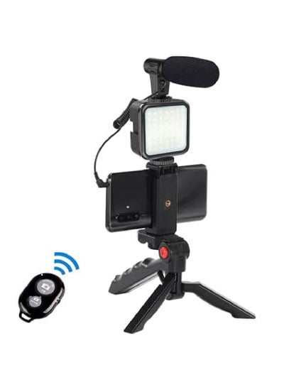 Smartphone Vlogging Kit, Phone Vlog Kit for Starters, Kids Videos, Recording YouTube Videos Tiktoks, with Light, Microphone, Tripod with Hand Held Option, Phone Clip, Remote Bluetooth