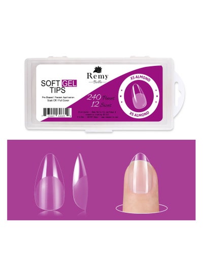 XS Soft Gel Nail Tips Almond 240 Pcs of 12 sizes Kit