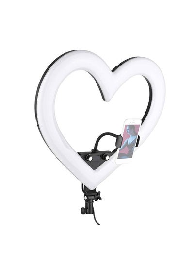 12 Inch RGB Colorful Heart-shaped Photography LED Video Light Stepless Dimming Fill Light High Brightness with Phone Holder for Portrait Photography Vlogging