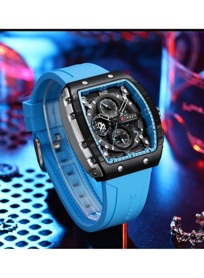 CURREN Watch 8442 Chronograph Waterproof Square Quartz Watch Mens Fashion Sport Stainless Steel Case Clock Luminous Wristwatch