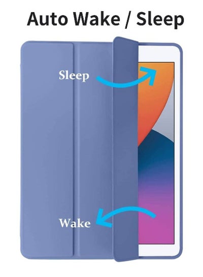 iPad 9th/8th/7th Generation case (2021/2020/2019) iPad 10.2-Inch Case with Pencil Holder [Sleep/Wake] Slim Soft TPU Back Smart Magnetic Stand Protective Cover Cases (Blue Purple)