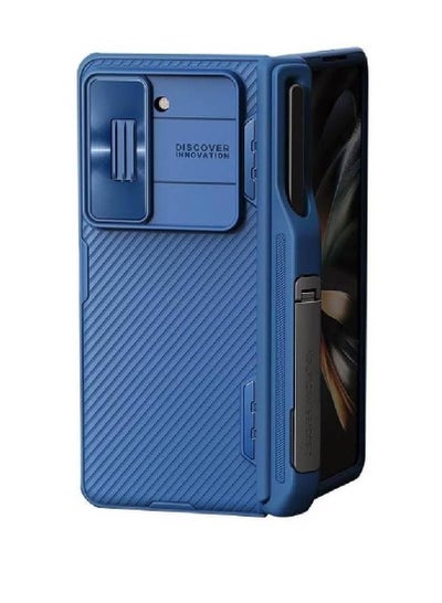 Samsung Galaxy Z Fold 5 5G Case Built-In Kickstand Case With S Pen Holder And Camera Cover Anti-Scratch Foldable Case Blue