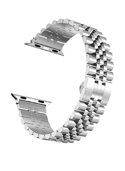 Stainless Steel Heavy Band with Butterfly Folding Clasp Link Bracelet For Apple Watch Ultra / Watch Ultra 2 49mm Silver