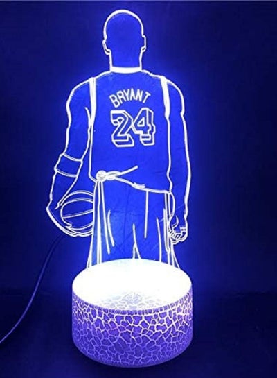 Multicolor Night Lights  Basketball Star No 24 Kobe Bryant 3D Lamp Famous Sportor Battery Powered Colorful USB LED Multicolor Night Light Lamp