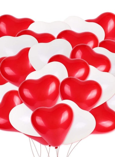 Brain Giggles Valentines Day 12"  Red and White Heart Shape Latex Balloons - set of 100