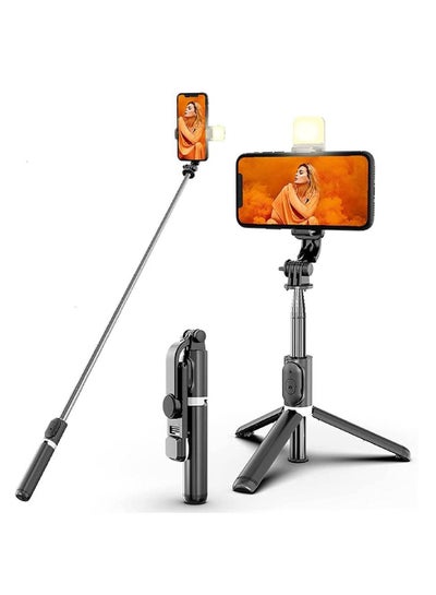 Portable Selfie Stick Tripod with Light with Detachable Bluetooth Remote,41 Inch Extendable Tripod Compatible with IPhone 13 Pro/12/11 Pro/Max/XS/XR/X and Samsung Galaxy S10/S9 Plus