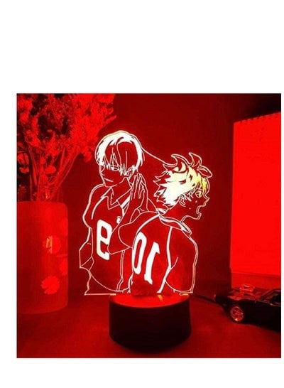 3D Night Light Illusion Decoration Gifts New Year Hinata Shoyo & Kageyama Tobio Figurine 3D Anime Lamp Haikyuu Comic Night LED Sensor Light Bedroom Bedside Table Decor Otaku Gift