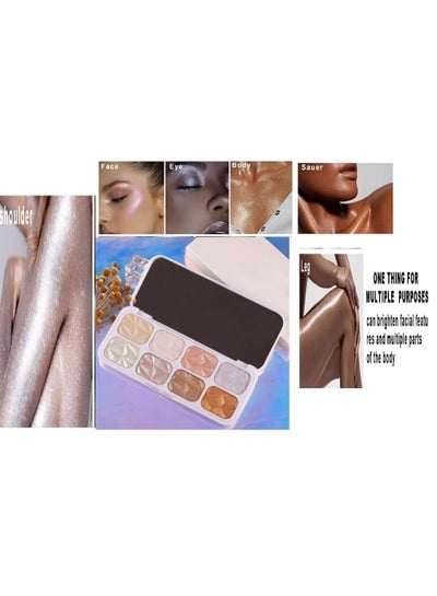 8 Colors Face & Body Highlighter Highlight Contour Palette Gold Shimmer Blush Bronzer Highlighter Palette