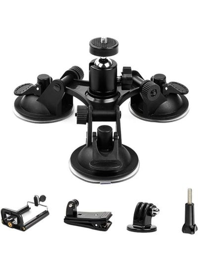 360 Degree 1/4 Threaded Head Triple Suction Cup Mount