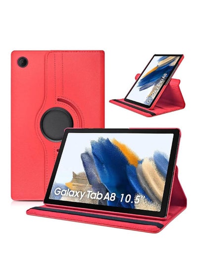 Galaxy Tab A8 10.5 Case - 360 Degree Rotating Stand [Auto Sleep/Wake] Folio Leather Smart Cover Case Red