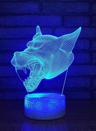 3D Illusion Lamp LED Multicolor Night Light Wolf Head Table Lamp Colorful Acrylic Touch Switch