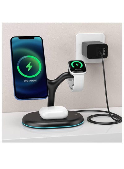 3-in-1 Wireless Charger Dock Station For iPhone Black