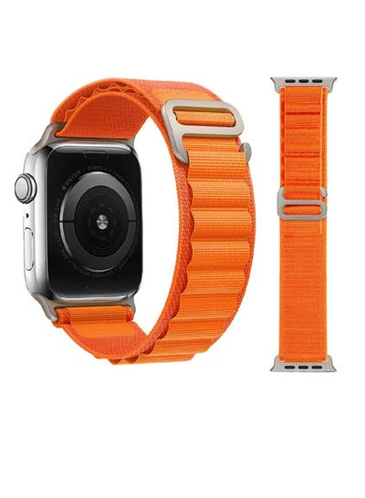 2 Pack Nylon Loop Replacement Strap For Apple Watch Series 8/7/6/5/4/3/2/1 SE 45mm 44mm 42mm 49mm White/Orange