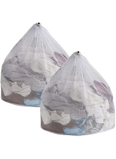 Laundry Bags Mesh Large Washing Bags for Delicates 2 Pack, 60 * 80 cm with Drawstring, Coarse Net Wash Bag for Washing Machine White