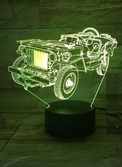 3D Illusion Night Light 16 Color LED Vision Jeep Truck Car Engraving The Atmosphere Table Children's Store Button Table Colorful Creative Gift Remote Control