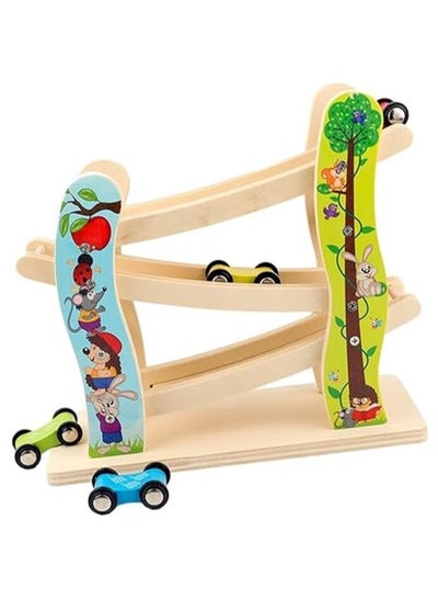 Wooden Ramp Racer Track with 4 Mini Cars