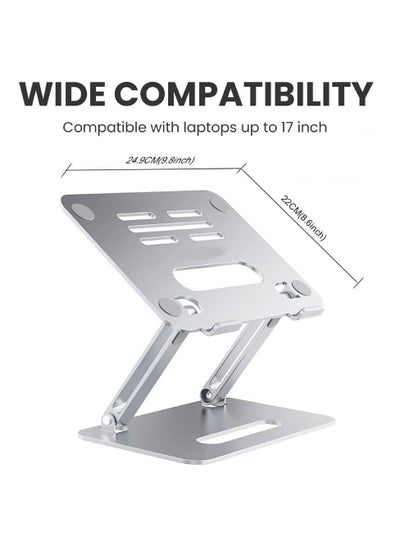 Foldable Laptop Stand for Desk, Mione Adjustable Height Ergonomic Computer Stand, Aluminum Portable Laptop Riser Holder Mount for MacBook Air Pro, All 10-17" Notebooks Laptops