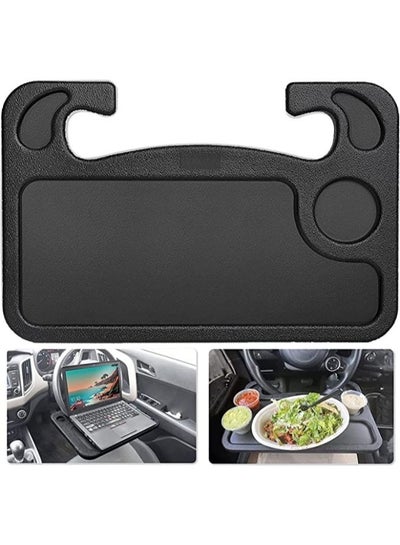 2-in-1 Auto Steering Wheel Desk Vehicle Seat Table Mount for Food Eating Laptop Tablet iPad Notebook Car Traveling Table Suitable for Most Vehicles