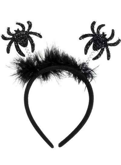 Brain Giggles Black Spider Headband Hair Accessories Headwear Scary Headpiece for Themed Parties Cosplay Event