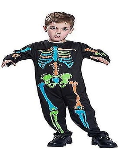 Brain Giggles Multicolor Skeleton Pajama Jumpsuit Costume Cosplay Outfit Neon Color for Kids Boy Themed Party Fancy Costume - Large
