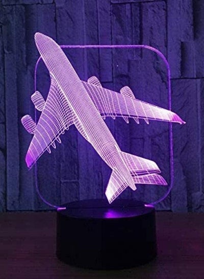 Toy Plane Lamp Plane 3D Illusion Lamp Mother's Day Gift Night Light Beside Table Lamp 7 Colours Auto Changing Touch Switch Desk Decoration Lamps Birthday New Gift with Acrylic