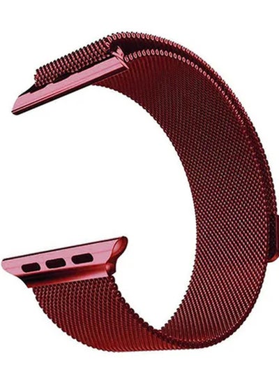 Stainless Steel Mesh Loop Band For Apple Watch 44mm Red