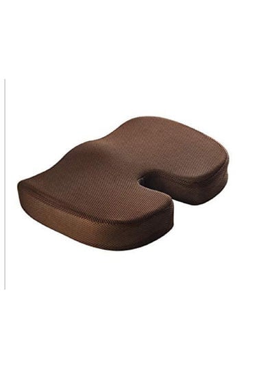 Gel Seat Cushion Memory Foam Coccyx U-Shape with Soft Velour Brown Cover Non-Slip Bottom for Sciatica Tailbone Low Back Pain Herniated forDisc Car Home Office Wheelchair